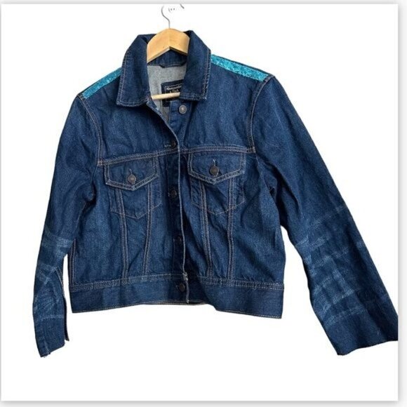 abercrombie and fitch newton # 1 custom Denim trucker jacket Size large - Picture 2 of 10